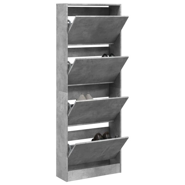 vidaXL Armoire &agrave; chaussures gris b&eacute;ton 60x21x163,5cm bois d'ing&eacute;nierie
