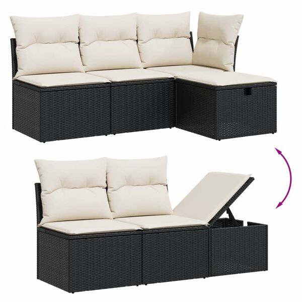 vidaXL Salon de jardin 5 pcs avec coussins noir r&eacute;sine tress&eacute;e