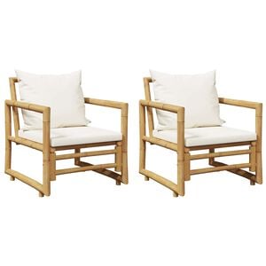 vidaXL Chaises de jardin lot de 2 avec coussins et oreillers Bambou