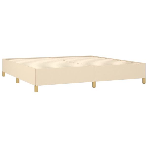 vidaXL Sommier &agrave; lattes de lit avec matelas Cr&egrave;me 200x200 cm Tissu