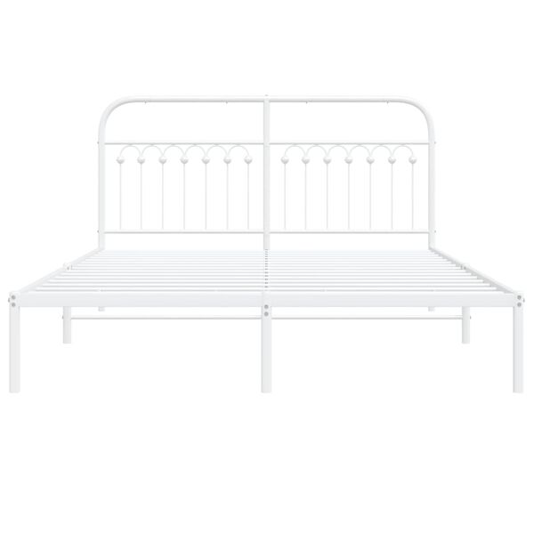 vidaXL Cadre de lit m&eacute;tal sans matelas et t&ecirc;te de lit blanc 160x200 cm