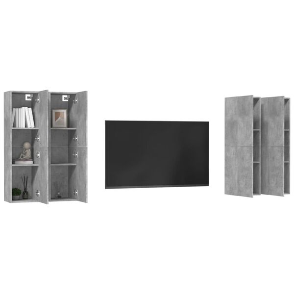 vidaXL Meubles TV 4 pcs Gris b&eacute;ton 30,5x30x110 cm Bois d'ing&eacute;nierie
