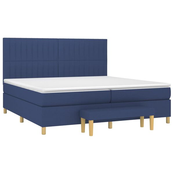 vidaXL Sommier &agrave; lattes de lit avec matelas Bleu 200x200 cm Tissu