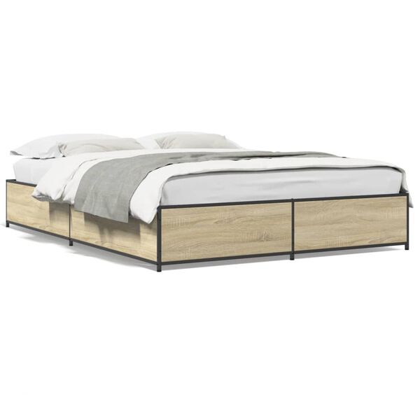 vidaXL Cadre de lit sans matelas ch&ecirc;ne sonoma 120x190 cm