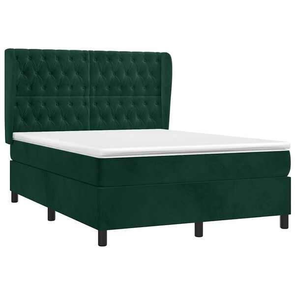 vidaXL Sommier &agrave; lattes de lit et matelas Vert fonc&eacute; 140x200cm Velours