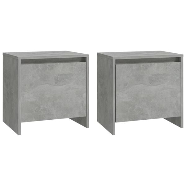 vidaXL Tables de chevet 2pcs gris b&eacute;ton 45x34x44,5cm bois d&rsquo;ing&eacute;nierie