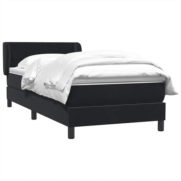 vidaXL Sommier &agrave; lattes de lit avec matelas noir 80x220 cm velours