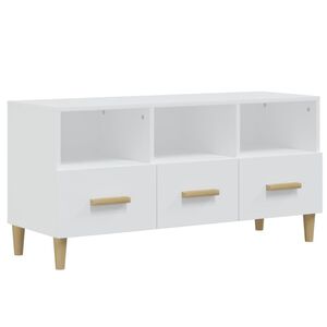 vidaXL Meuble TV Blanc 102x36x50 cm Bois d'ing&eacute;nierie