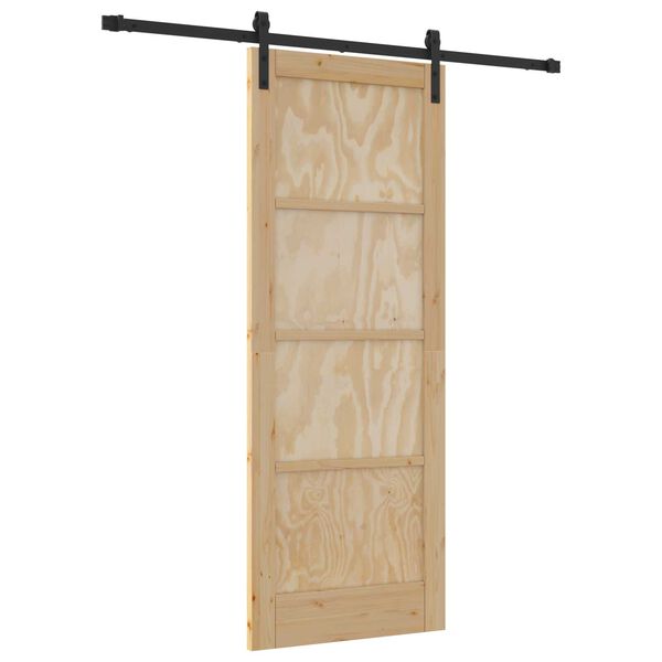 vidaXL Porte coulissante Naturel et Noir 78 x 202 cm Pin massif