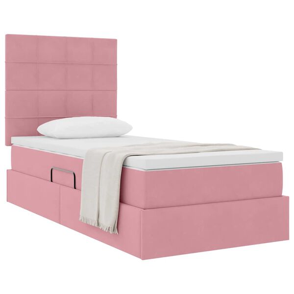 vidaXL Lit avec rangement et matelas Rose 90 x 200 cm Velours