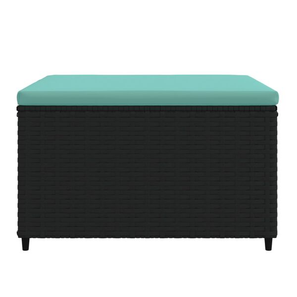 vidaXL Repose-pieds de jardin et coussins lot de 2 noir r&eacute;sine tress&eacute;e