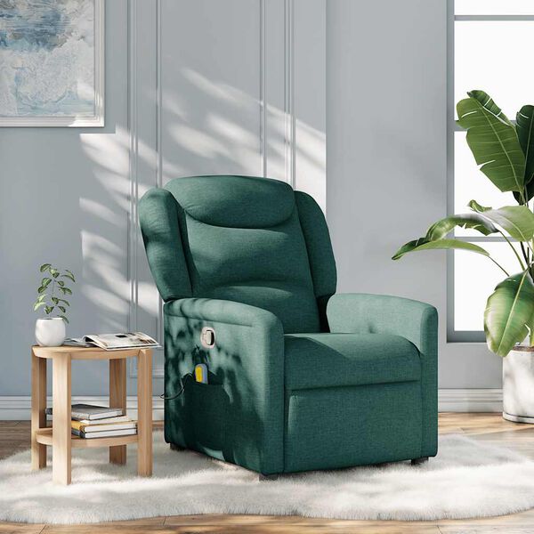 vidaXL Fauteuil de massage inclinable Vert fonc&eacute; Tissu