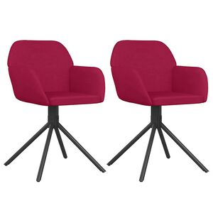 vidaXL Chaises pivotantes &agrave; manger lot de 2 Rouge bordeaux Velours