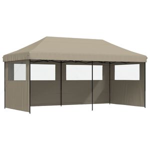 vidaXL Tente de f&ecirc;te Taupe avec cadre noir Tissu Oxford