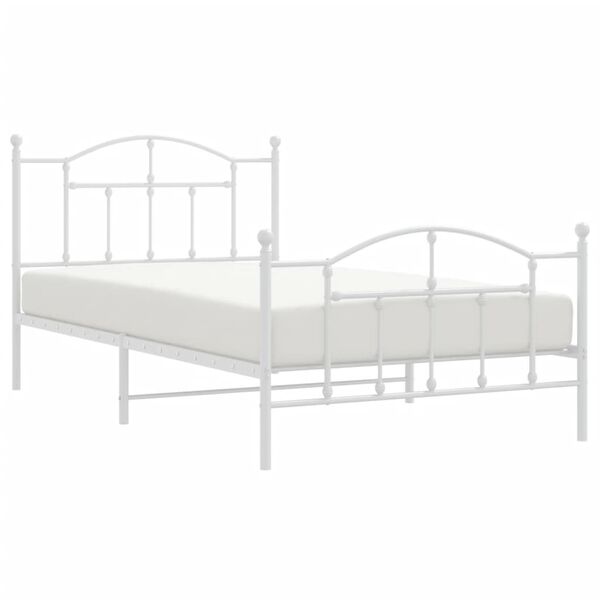 vidaXL Cadre de lit métal sans matelas et pied de lit blanc 107x203 cm