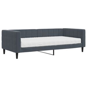 vidaXL Lit de jour avec matelas gris fonc&eacute; 90x200 cm velours