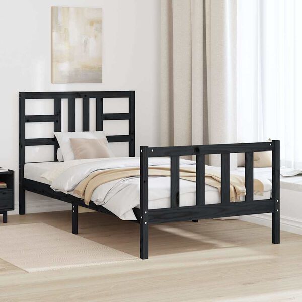 vidaXL Cadre de lit sans matelas noir 100x200 cm bois massif de pin