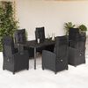 vidaXL Ensemble &agrave; manger de jardin coussins 7pcs Noir R&eacute;sine tress&eacute;e