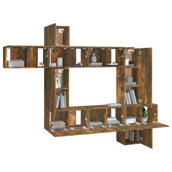 vidaXL Ensemble de meubles TV 10 pcs Ch&ecirc;ne fum&eacute; Bois d'ing&eacute;nierie