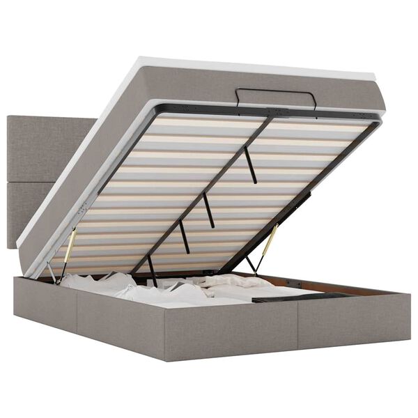 VidaXL Cadre de lit ottoman avec matelas taupe 140x200 cm tissu