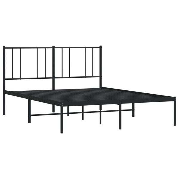 vidaXL Cadre de lit m&eacute;tal sans matelas avec t&ecirc;te de lit noir 120x200cm
