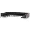 vidaXL Salon de jardin 9 pcs avec coussins R&eacute;sine tress&eacute;e Gris fonc&eacute;