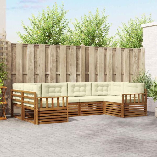 vidaXL Ensemble de canap&eacute;s d'ext&eacute;rieur 6 pcs Naturel et Cr&egrave;me