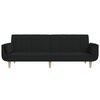 vidaXL Canap&eacute;-lit &agrave; 2 places avec deux oreillers noir tissu