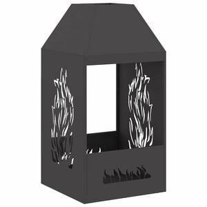 vidaXL Brasero Noir 50 x 50 x 100 cm Acier patin&eacute;