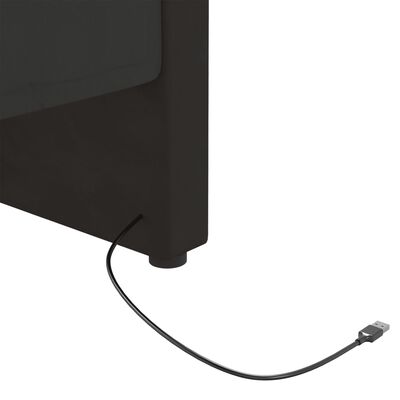 vidaXL Lit avec éclairage USB Noir Velours 90x200 cm