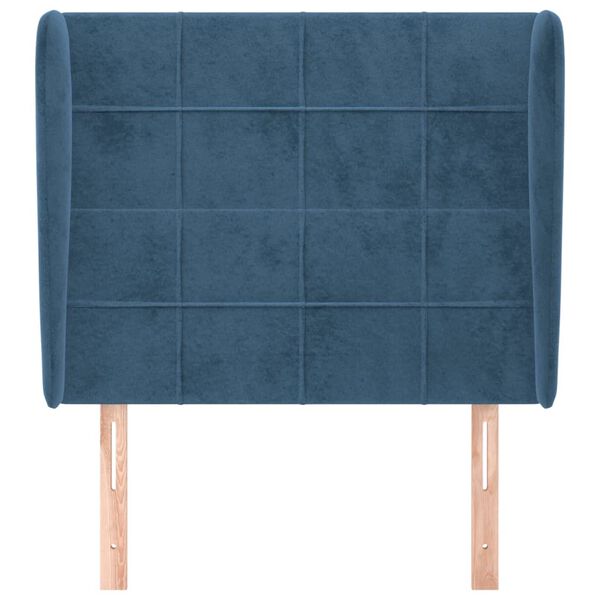 vidaXL T&ecirc;te de lit avec oreilles Bleu fonc&eacute; 103x23x118/128 cm Velours