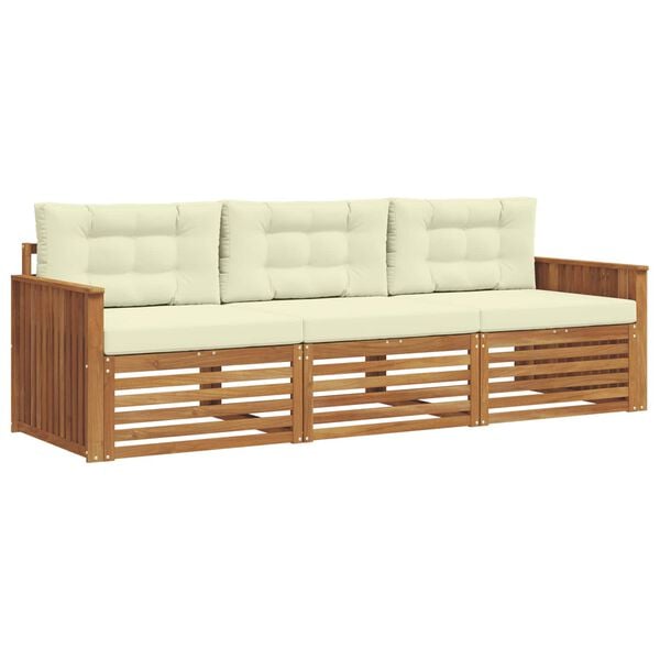 vidaXL Ensemble de canap&eacute;s d'ext&eacute;rieur 3 pcs Naturel et Cr&egrave;me