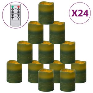 vidaXL Bougies &agrave; LED sans flamme 24 pcs avec t&eacute;l&eacute;commande Blanc chaud