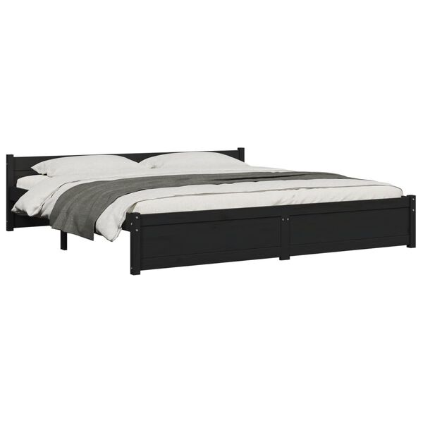 vidaXL Cadre de lit sans matelas noir bois massif 180x200 cm