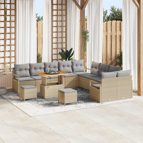 vidaXL Ensemble de canapé de jardin 13 pcs Beige et Gris clair