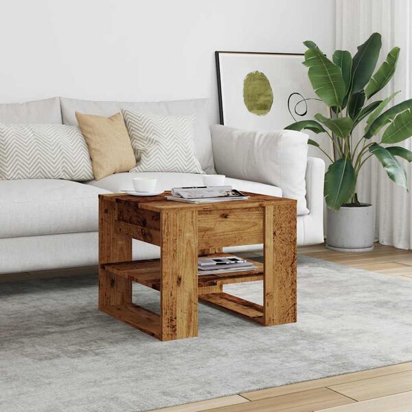 vidaXL Table basse vieux bois 55,5x55x45 cm bois d'ing&eacute;nierie