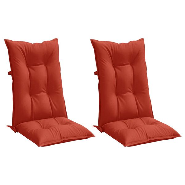 vidaXL Coussins de chaise à dossier haut lot de 2 rouge mélangé tissu