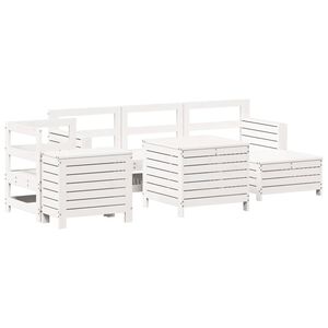 vidaXL Salon de jardin 7 pcs blanc bois de pin massif