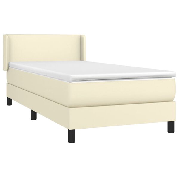 vidaXL Sommier &agrave; lattes de lit avec matelas Cr&egrave;me 90x190 cm Similicuir