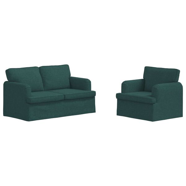 vidaXL Canap&eacute; 2 pcs Vert fonc&eacute; 144 x 80 x 85 cm tissu