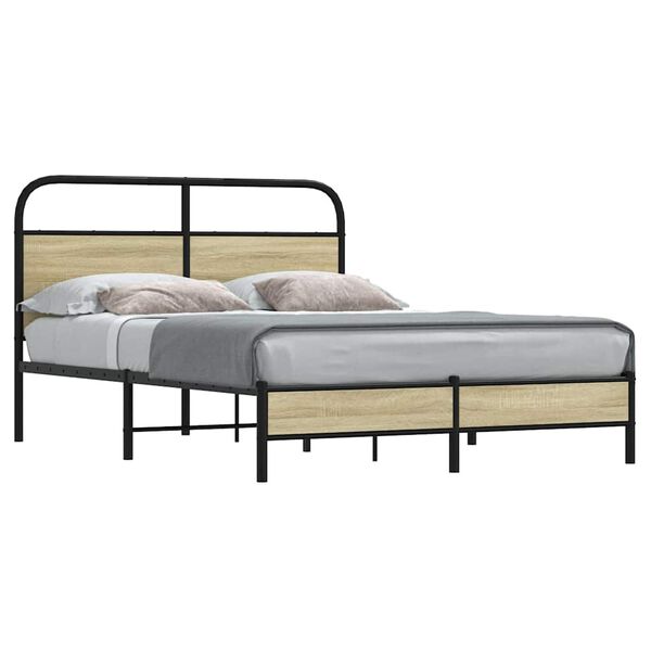 vidaXL Cadre de lit sans matelas 135x190 cm ch&ecirc;ne sonoma