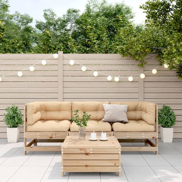 vidaXL Salon de jardin 4 pcs avec coussins Bois de pin massif