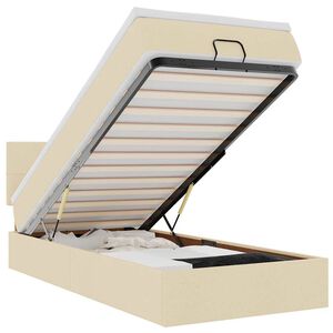 vidaXL Lit ottoman avec matelas cr&egrave;me 100x200 cm tissu