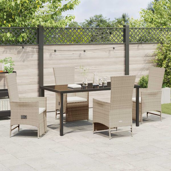 vidaXL Ensemble de salle &agrave; manger pour jardin 5 pcs Beige polyrotin