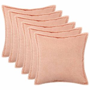 vidaXL Housse de coussin 6 pcs HOUTEN Rose 30 x 30 cm Boucl&eacute;