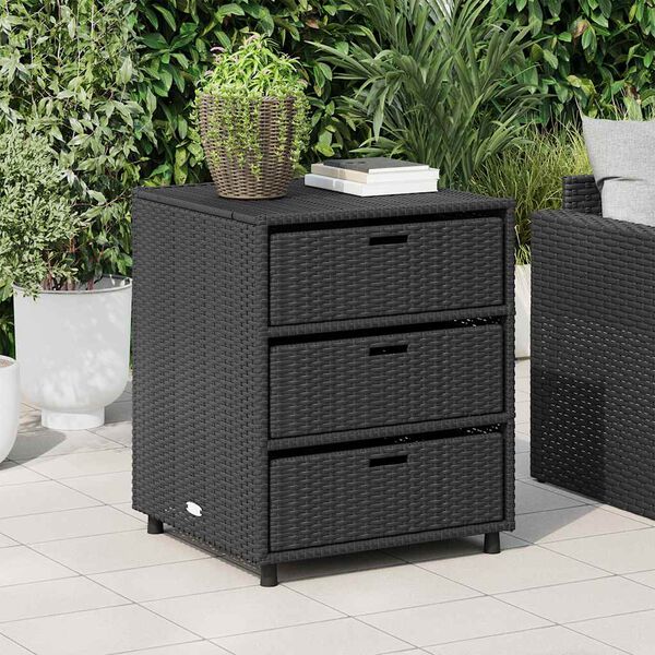 vidaXL Armoire de rangement de jardin noir 55x59x69 cm r&eacute;sine tress&eacute;e