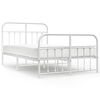 vidaXL Cadre de lit m&eacute;tal sans matelas et pied de lit blanc 120x190 cm