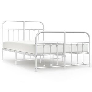 vidaXL Cadre de lit m&eacute;tal sans matelas et pied de lit blanc 120x190 cm