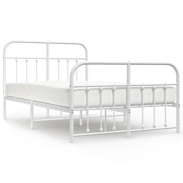 vidaXL Cadre de lit m&eacute;tal sans matelas et pied de lit blanc 120x190 cm