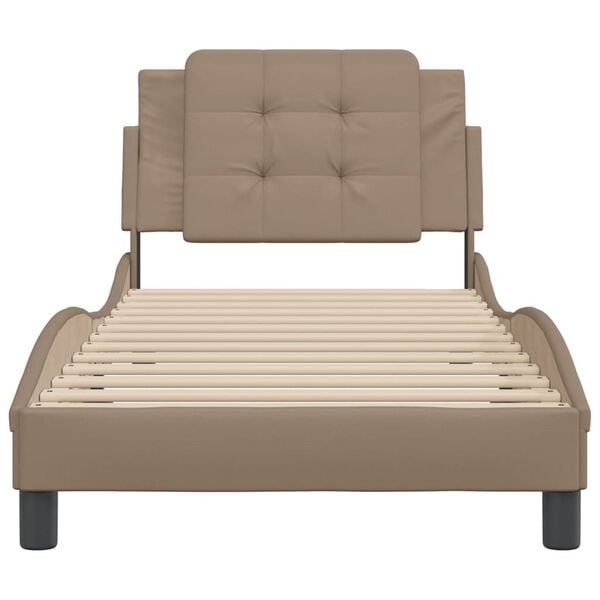 vidaXL Cadre de lit sans matelas Zadar cappuccino 100x200 cm similicuir